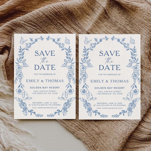 Reserva La Fecha Floral Chinoiserie Wedding Save The Date Card (Subido por el creador)