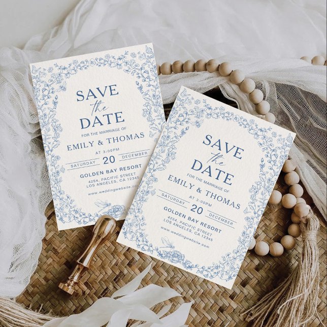 Reserva La Fecha Floral Chinoiserie Wedding Save The Date Card (Subido por el creador)