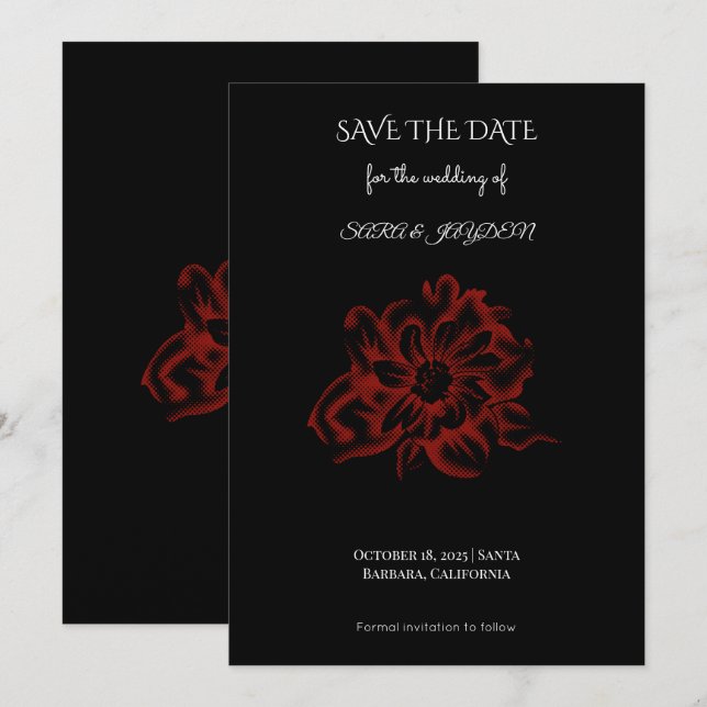 Reserva La Fecha Floral Clipart – Abstract Flower Home Decor Design (Anverso / Reverso)