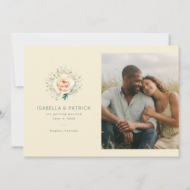 Reserva La Fecha Floral Crema Romántica (Anverso)