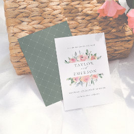 Reserva La Fecha Floral de acuarela de Rubor y Sage para guardar la