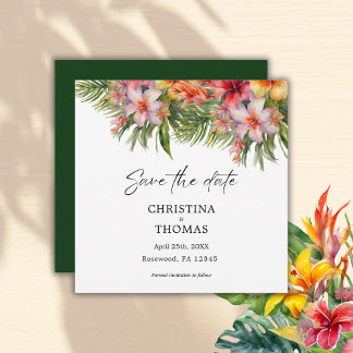 Reserva La Fecha Floral de acuarela tropical Guardar la fecha