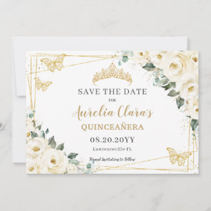 Reserva La Fecha Floral de marfil blanco Quinceanera dulce 16 marip