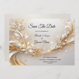 Reserva La Fecha Floral de oro blanco salva la fecha