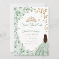 Floral de oro verde sabio Quinceanera