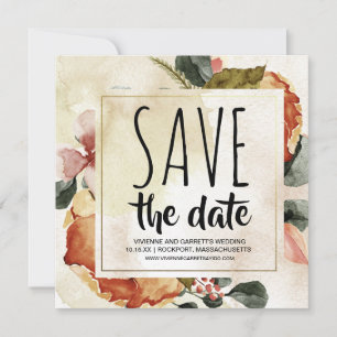 Reserva La Fecha Floral de otoño vintage Save the Date
