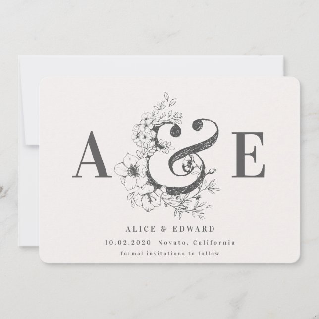 Reserva La Fecha Floral dibujada a mano guardar la fecha (Anverso)