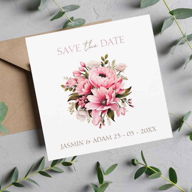 Reserva La Fecha Floral Dusty Pink Wildflower Summer Garden Wedding (Subido por el creador)
