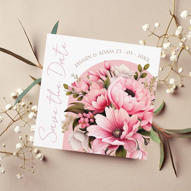 Reserva La Fecha Floral Dusty Pink Wildflower Summer Garden Wedding (Subido por el creador)