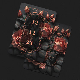 Reserva La Fecha Floral Elegante Bodas Góticas QR Rosegold