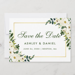 Reserva La Fecha Floral Floral Verde Oro Blanco Ahorra La Fecha B