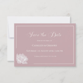 Reserva La Fecha Floral Line Art Dusty Rose White Wedding