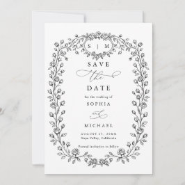 Reserva La Fecha Floral Line Art Save The Date Invitation