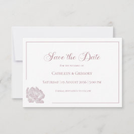 Reserva La Fecha Floral Line Art White Dusty Rose Wedding 