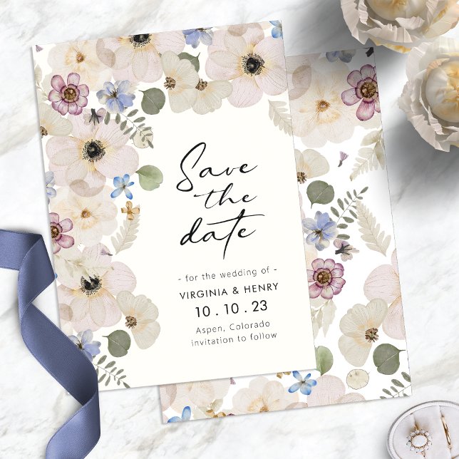 Reserva La Fecha Floral Moderno (Modern Watercolor Boho Floral Save The Date by Painted Paperie
)