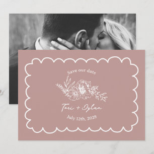 Reserva La Fecha Floral Rosa Botánica Save The Date Photo
