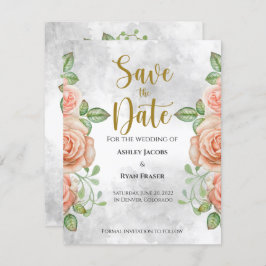 Reserva La Fecha Floral rosa de Rubor Guardar la fecha