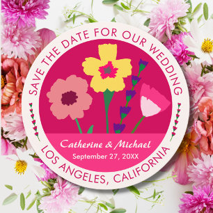 Reserva La Fecha Floral rosa Fuchsia audaz y brillante Salven la fe