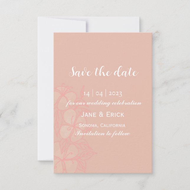 Reserva La Fecha Floral rosa simple sin foto (Anverso)