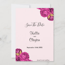 Reserva La Fecha Floral Rosa Y Oro Salven La Fecha