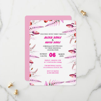 Reserva La Fecha Floral Rose Wedding Invitation: Blush Pink