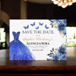 Reserva La Fecha Floral Royal Blue Princess Birthday Quinceanera<br><div class="desc">Celebre con estilo con la invitación a Quinceañera del cumpleaños de la princesa de oro y rosa floral. Este elegante diseño cuenta con suaves flores rosadas, combinadas con lujosos acentos dorados, perfectas para una celebración de 15 años, de carácter majestuoso y memorable. La invitación encarna gracia y sofisticación, apto para...</div>