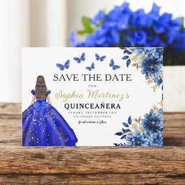 Reserva La Fecha Floral Royal Blue Princess Birthday Quinceanera