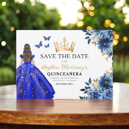Reserva La Fecha Floral Royal Blue Princess Birthday Quinceanera