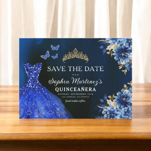 Reserva La Fecha Floral Royal Blue Princess Birthday Quinceanera