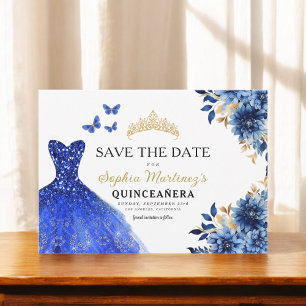 Reserva La Fecha Floral Royal Blue Princess Birthday Quinceanera