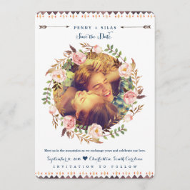 Reserva La Fecha Floral Rustic Watercolor Photo Save the Fates