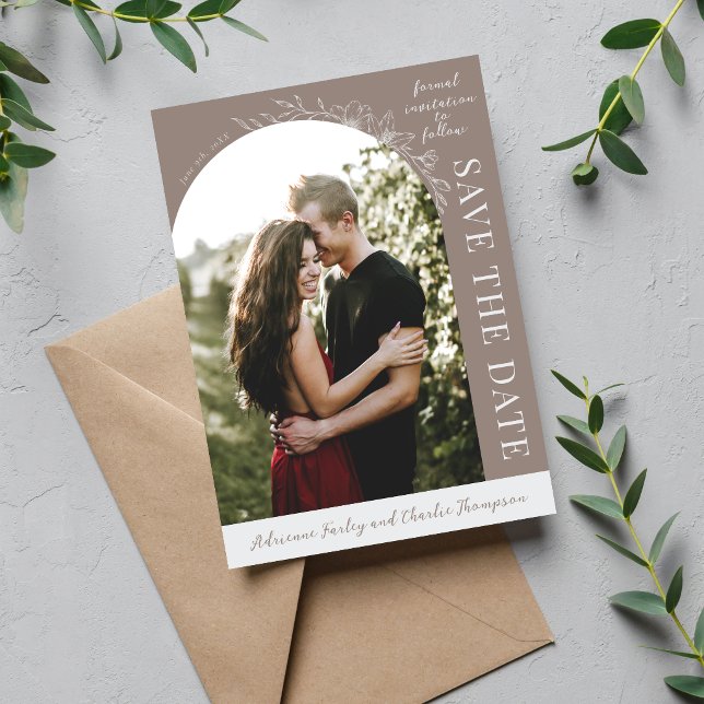 Reserva La Fecha Floral Simplicity 1 Beige Save The Date (Subido por el creador)