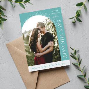 Reserva La Fecha Floral Simplicity 1 Caribe Teal Save The Date