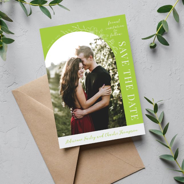 Reserva La Fecha Floral Simplicity 1 Chartreuse Verde Save The Date (Subido por el creador)