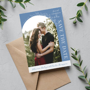 Reserva La Fecha Floral Simplicity 1 Denim Azul Save The Date