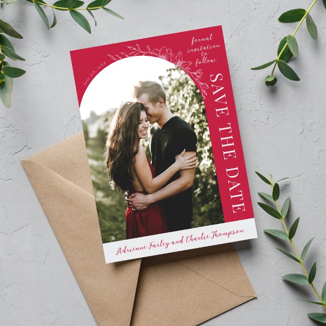 Reserva La Fecha Floral Simplicity 1 Frambuesa Save The Date (Subido por el creador)