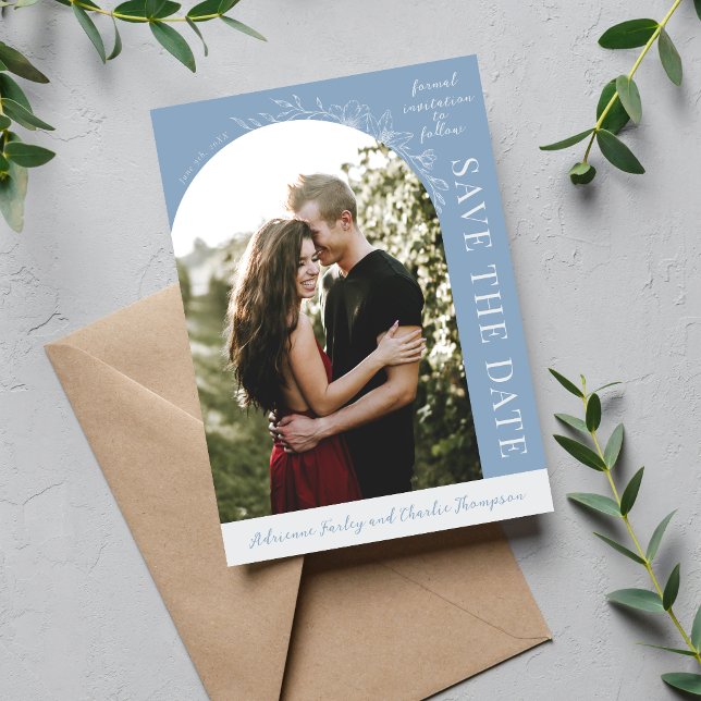 Reserva La Fecha Floral Simplicity 1 Glacier Azul Save The Date (Subido por el creador)