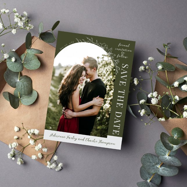 Reserva La Fecha Floral Simplicity 1 | Modern Green | Save The Date (Subido por el creador)