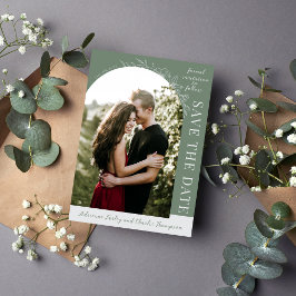 Reserva La Fecha Floral Simplicity 1 | Modern Green | Save The Date