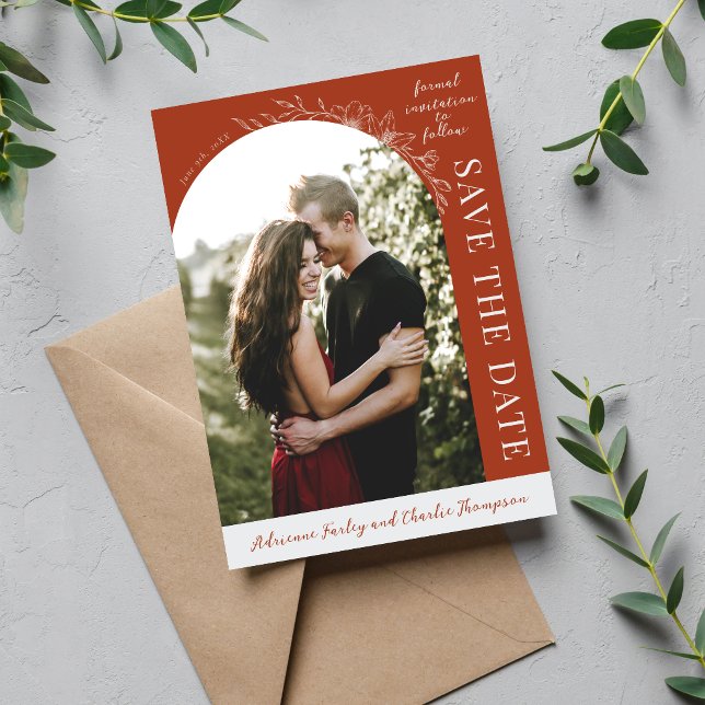 Reserva La Fecha Floral Simplicity 1 Naranja Óxido Save The Date (Subido por el creador)