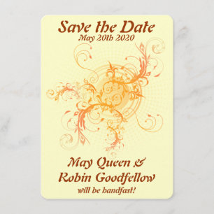 Reserva La Fecha Floral Sun Pagan Handfasting Save the Date Card