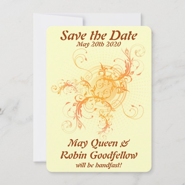 Reserva La Fecha Floral Sun Pagan Handfasting Save the Date Card (Anverso)
