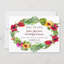 Floral tropical hawaiana radiante salva la fecha