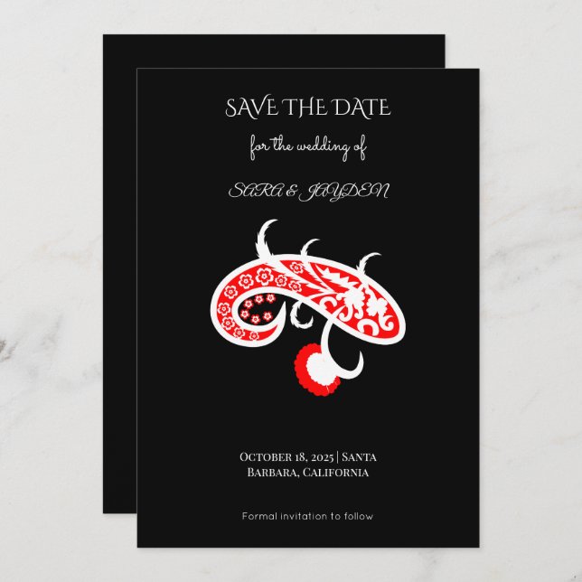 Reserva La Fecha Floral Vector Art Poster – Retro Folk Flower Desig (Anverso / Reverso)