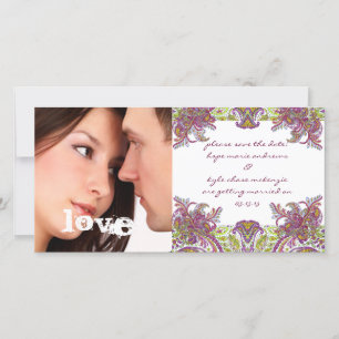 Reserva La Fecha Floral Vintage de frambuesa Guardar la foto de la 