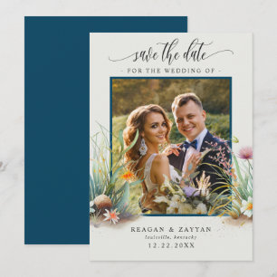 Reserva La Fecha Floral Watercolor Beach Scene Photo Save The Date