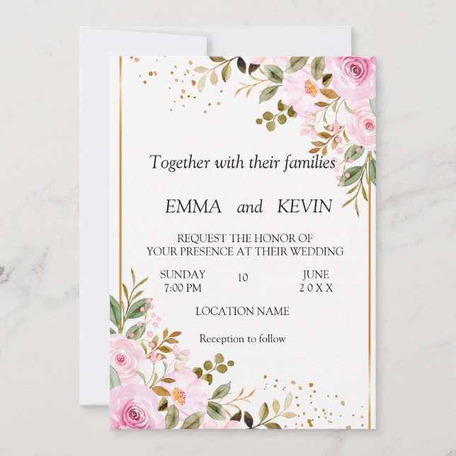 Reserva La Fecha Floral wedding invitation (Anverso)