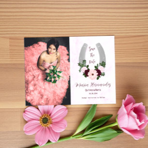 Reserva La Fecha Floral Western Horseshoe Quinceanera