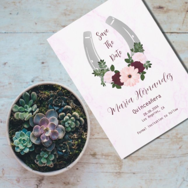 Reserva La Fecha Floral Western Horseshoe Quinceanera (Subido por el creador)