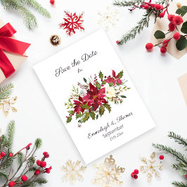 Reserva La Fecha Florales de escarlata de poinsettia roja salvan la